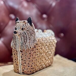 Yorkie Swarovski Austrian Crystal Mini Clutch Minauderie